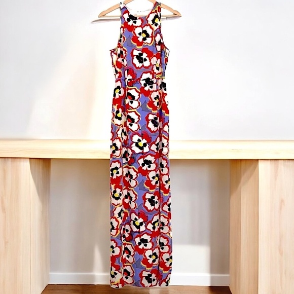 YUMI KIM Chelsea Pansy Floral Pure Silk Racerback Maxi Dress - Picture 7 of 15